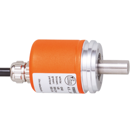 ifm electronic RM8 Серия Абсолютный энкодер 30V dc, 4096 импульсов на оборот, TTL сигнал, тип с твердым валом, 10 мм вал