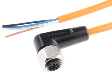 ifm electronic Женский 4 контактный M12 к женскому 5 контактному неоконченному кабелю датчика привода, 5 м