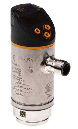 ifm electronic Датчик давления серии PN, PNP NO/NC, Аналоговый выход -1 бар, Относительное значение 10 бар
