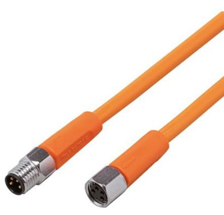 ifm electronic Женский 4-проводной M8 к Мужскому 4-проводному M8 Кабелю датчика привода, 5 m
