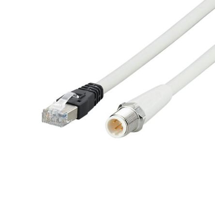 ifm electronic M12, RJ45, 2 м Ethernet кабель, серый экранированный MPPE оболочка