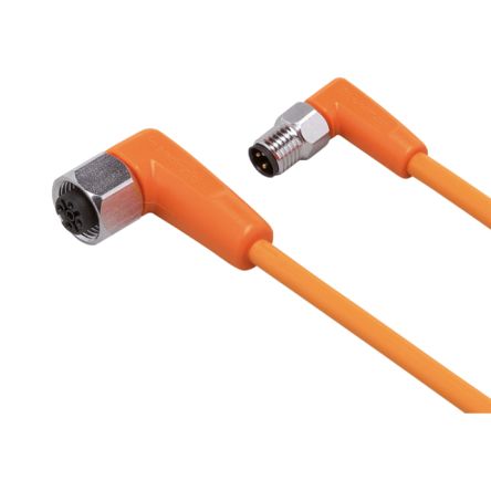 ifm electronic Мужской 1 контактный угловой к женскому 1 контактному M12 кабелю датчика привода, 0.3 м