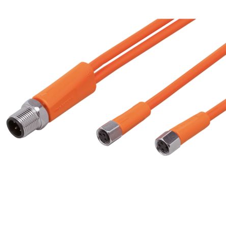 ifm electronic Кабель привода датчика Мужской 1-пиновый прямой к Женскому 2-пиновому прямому, 0.6 м