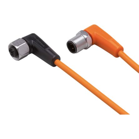 ifm electronic Мужской 1 контактный угловой к женскому 1 контактному M12 кабелю датчика привода, 0.3 м