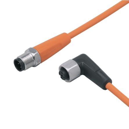 ifm electronic Мужской 1-проводной Прямой к Женскому 1-проводному M12 Кабель Датчика Привода, 0.3 м
