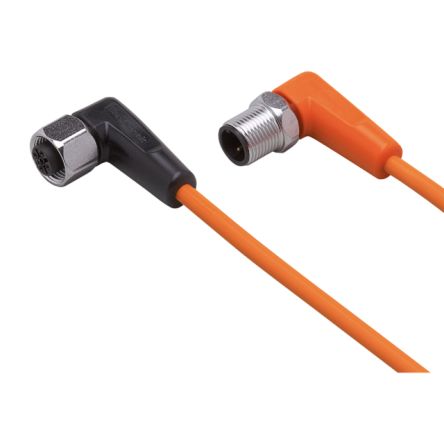 ifm electronic Мужской 1 контактный угловой к женскому 1 контактному M12 кабелю датчика привода, 0.3 м