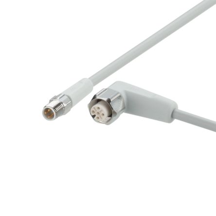 ifm electronic Мужской 4-проводной Прямой к Женскому 5-проводному M12 Коммуникационному Кабелю, 0.3 м