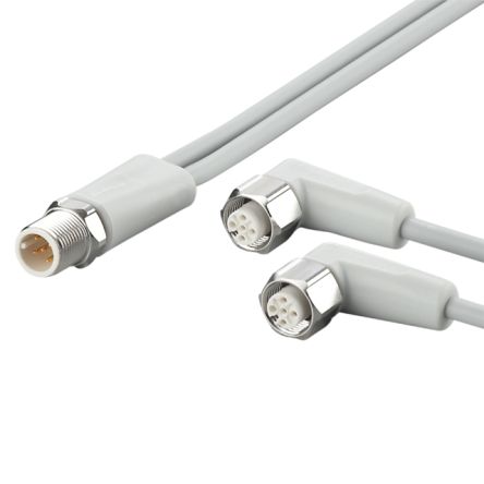 ifm electronic Мужской 5-канальный Прямой к Женскому 5-канальному M12 Коммуникационному Кабелю, 1 m