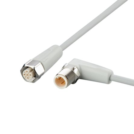 ifm electronic Мужской 4-х контактный прямой к Женскому 5-ти контактному прямому коммуникационному кабелю, 1 м