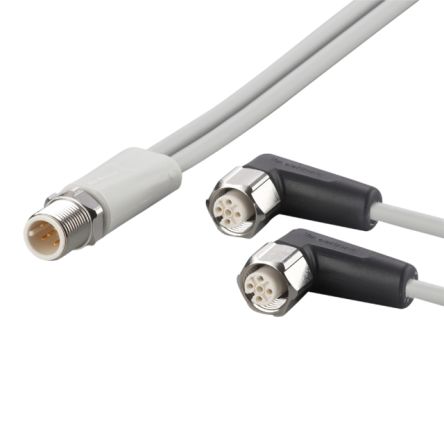 ifm electronic Мужской 5-проводной прямой разъем к женскому 5-проводному M12 коммуникационному кабелю, 2 м