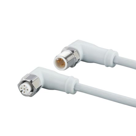 ifm electronic Мужской 4-х контактный угловой к женскому 5-ти контактному M12 коммуникационному кабелю, 0.25 м