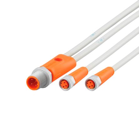 ifm electronic Мужской 1-контактный прямой к Женскому 2-х контактному прямому кабелю для датчика/привода, 0.3 м