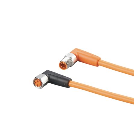 ifm electronic Мужской 1 контактный прямой к Женскому 1 контактному M8 кабелю датчика/привода, 2 m