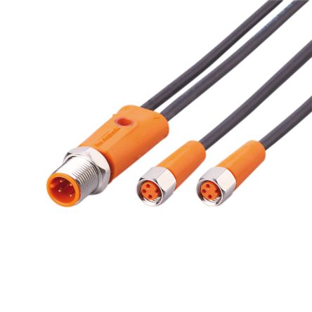 ifm electronic Мужской 1-контактный прямой к Женскому 2-контактному прямому кабелю датчика-привода, 0.12 м