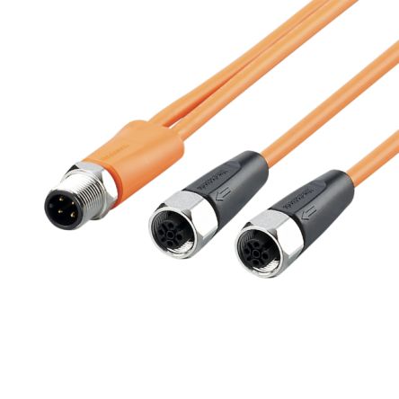 ifm electronic Мужской 1-контактный прямой к Женскому 2-х контактному прямому кабелю для датчика/привода, 0.3 м