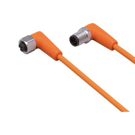 ifm electronic Мужской 1 контактный угловой к женскому 1 контактному M12 кабелю датчика привода, 0.3 м