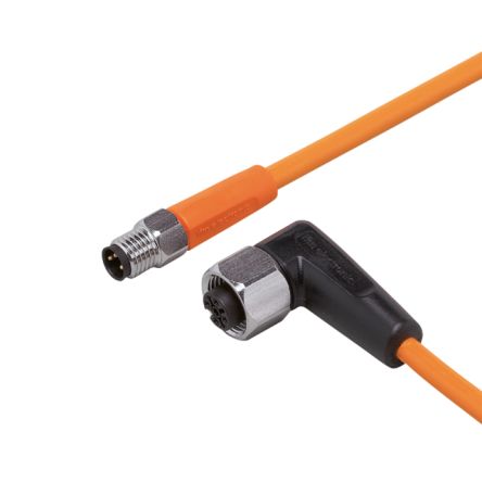 ifm electronic Мужской 1-проводной Прямой к Женскому 1-проводному M12 Кабель Датчика Привода, 0.3 м