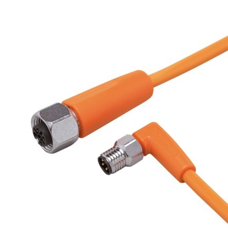 ifm electronic Мужской 1-канальный Прямой к Женскому 1-канальному Кабелю Датчика Привода, 0.3 m