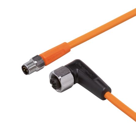 ifm electronic Мужской 1-проводной Прямой к Женскому 1-проводному M12 Кабель Датчика Привода, 0.3 м