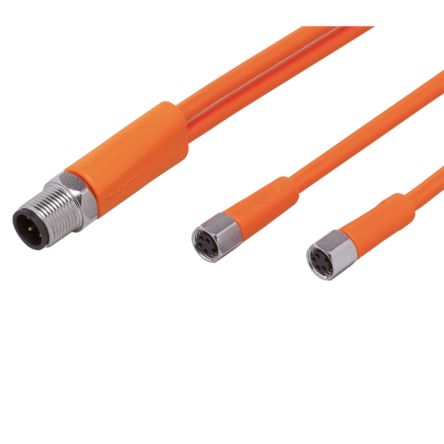 ifm electronic Кабель привода датчика Мужской 1-пиновый прямой к Женскому 2-пиновому прямому, 0.6 м