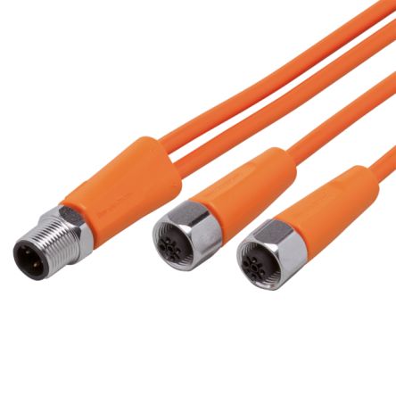 ifm electronic Мужской 1-ходовой Прямой к Женскому 2-ходовому Датчик Привода Кабель, 1.6 м