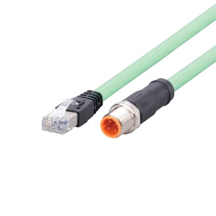 ifm electronic Cat5e Ethernet-кабель, Серый M12 к мужскому RJ45 мужскому полиуретановому оболочке, Экранированный