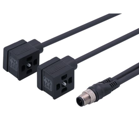 ifm electronic Мужской 1-сторонний Прямой к Женскому 2-х стороннему Соединителю клапана Кабелю Привода/Датчика, 3 м