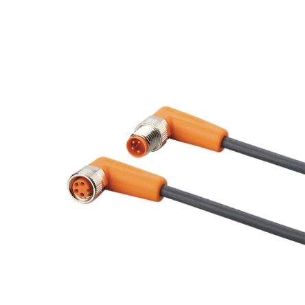 ifm electronic Мужской 4-х ходовой прямой к Мужскому 3-х ходовому M8 коммуникационному кабелю, 0.2 м