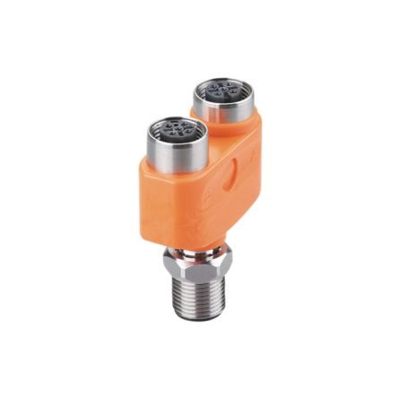 ifm electronic Боковой вход, Верхний вход Круглый разъём Адаптер 1 M12 2 M12 Женский