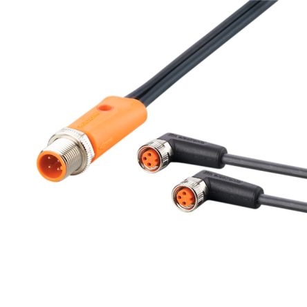 ifm electronic Мужской 4-проводной прямой разъем к женскому 5-проводному M8 коммуникационному кабелю, 0.3 м