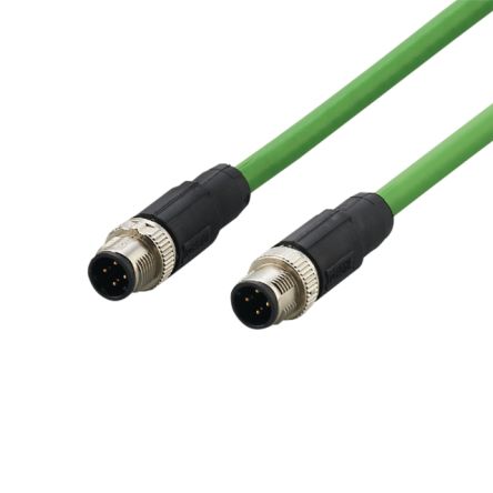 ifm electronic E124, 20 m Ethernet кабель, зелёный прямой к мужскому, экранированный ПВХ