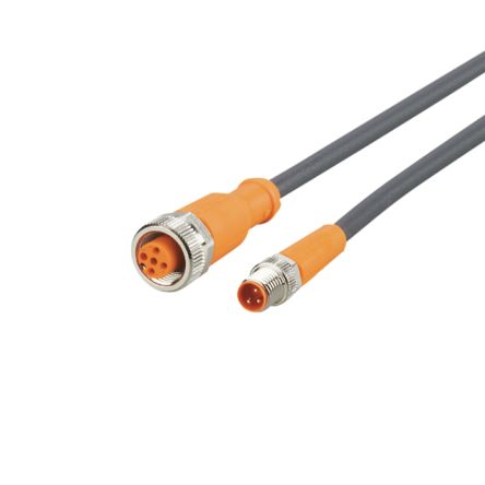ifm electronic Мужской 3-ходовой прямой к Женскому 5-ходовому прямому коммуникационному кабелю, 15 м