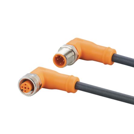 ifm electronic Мужской 4-х контактный угловой к женскому 5-ти контактному M12 коммуникационному кабелю, 0.25 м