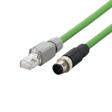 ifm electronic E122, 20 м Ethernet кабель, зеленый прямой к Мужскому прямому Мужскому, экранированный оболочка из поливинилхлорида