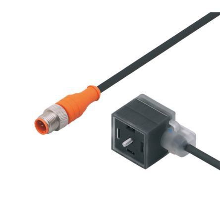ifm electronic Мужской 1-проводной Прямой к Женскому 1-проводному Соединителю Клапана Кабелю Привода/Датчика, 1.5 m