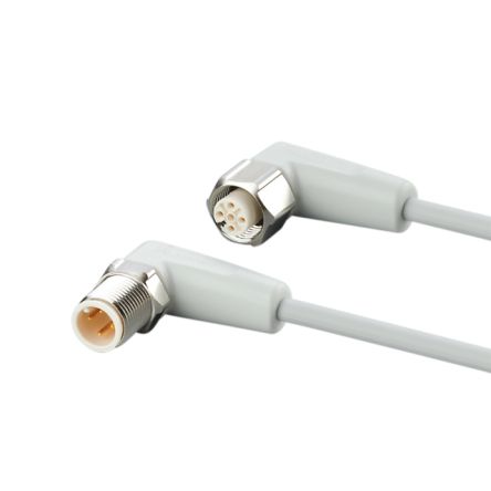 ifm electronic Мужской 4-пиновый угловой разъем на Женский 5-пиновый M12 Коммуникационный кабель, 5 m