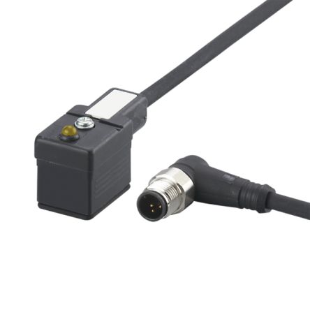 ifm electronic Мужской 1-проводной Правый Угол к Женскому 1-проводному Соединителю Клапана Кабель Привода/Датчика, 0.6 м