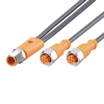 ifm electronic Мужской 1-контактный прямой к Женскому 2-контактному прямому кабелю датчика-привода, 0.12 м