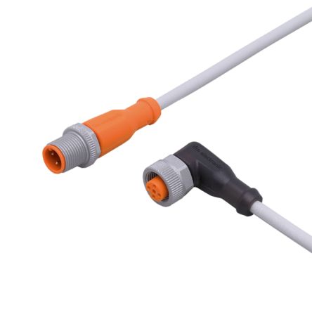 ifm electronic Мужской 1-проводной Прямой к Женскому 1-проводному M12 Кабель Датчика Привода, 0.3 м