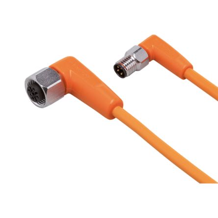 ifm electronic Мужской 1 контактный угловой к женскому 1 контактному M12 кабелю датчика привода, 0.3 м