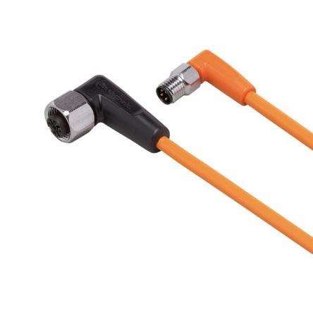 ifm electronic Мужской 1 контактный угловой к женскому 1 контактному M12 кабелю датчика привода, 0.3 м