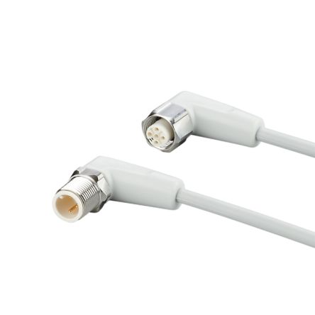 ifm electronic Мужской 3-ходовой угловой к Женскому 5-ходовому M12 Коммуникационный Кабель, 2 м