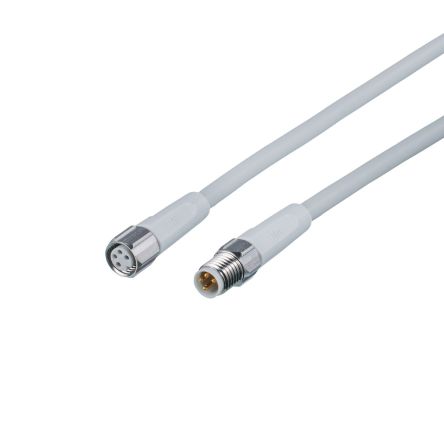 ifm electronic Мужской 4-ходовой Прямой к Женскому 4-ходовому Прямому Коммуникационному Кабелю, 0.6 м