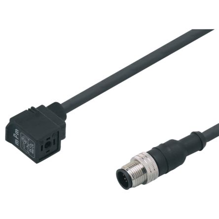 ifm electronic Мужской 1-проводной прямой к Женскому 1-проводному разъему клапана кабелю привода/датчика, 0.6 м