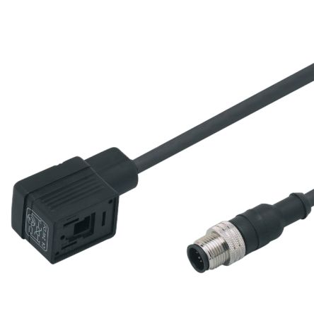 ifm electronic Мужской 1-проводной прямой к Женскому 1-проводному разъему клапана кабелю привода/датчика, 0.6 м