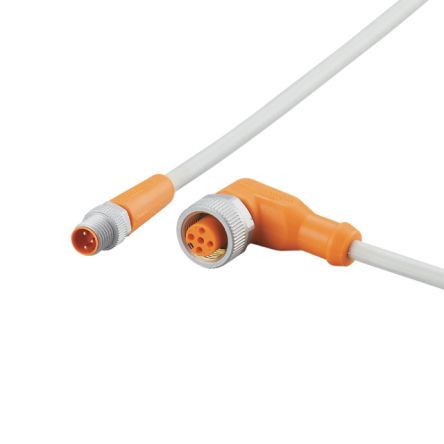 ifm electronic Мужской 1-проводной Прямой к Женскому 1-проводному M12 Кабель Датчика Привода, 0.3 м