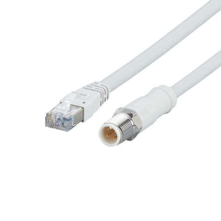 ifm electronic EVF, 2 mm Кабель Ethernet, Серый прямой к Мужскому прямому, Экранированный MPPE Оболочка