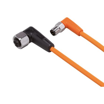 ifm electronic Мужской 1 контактный угловой к женскому 1 контактному M12 кабелю датчика привода, 0.3 м